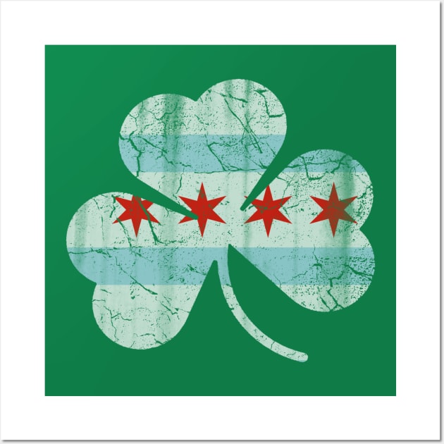 Irish Chicago Flag Shamrock St Patrick's Day Wall Art by E